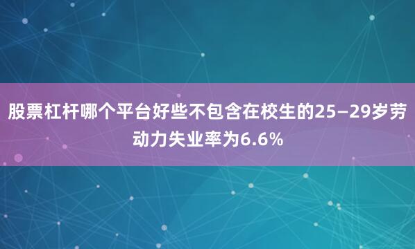 股票杠杆哪个平台好些不包含在校生的25—29岁劳动力失业率为6.6%