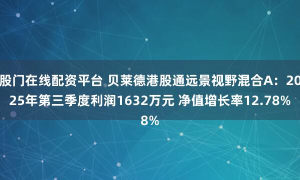 股门在线配资平台 贝莱德港股通远景视野混合A：2025年第三季度利润1632万元 净值增长率12.78%